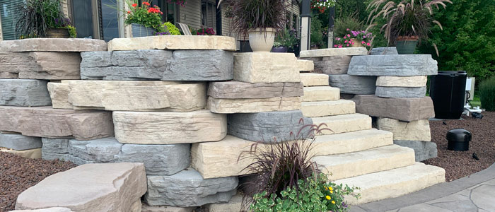 Retaining wall patio by Brinkmann Construction